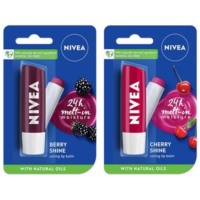 NIVEA Lip Balm Fruity Blackberry Shine 4.8g And NIVEA Lip Balm Fruity Cherry Shine 4.8g