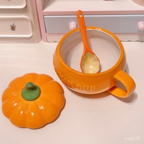 할로윈 PUMPKIN CUP 세라믹 호박 머그 볼 스푼 세트, S(300ml) + 스푼, 1개