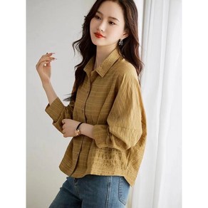 패션고리 여성 카라넥 줄무늬 데일리 남방 셔츠 H557