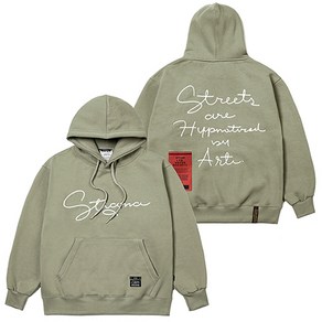 STIGMA 22 LETTER GRAPH OVERSIZED HEAVY SWEAT HOODIE LIGHT KHAKI