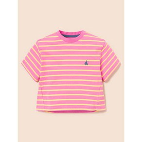 국내매장정품 빈폴 키즈 반팔티 BEANPOLE [Essential] 여아 스트라이프 반팔 티셔츠 라이트 핑크 (BI5242GE3Y)