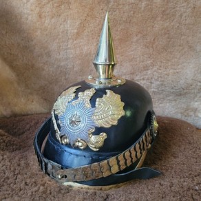 독일 프로이센 스파이크 투구 피클하우바 헬멧 밀리터리 레플리카 소가죽 내피 PICKELHAUBE, 9. 실버 스타 보병 헬멧, 1개