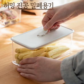 허밍 원터치 진공밀폐용기 냉장고 정리 진공 밀폐용기 보관통, 대+대, 1개