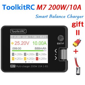 무선충전기 휴대폰 ToolkitRC M7 200W 10A DC 밸런스 충전기 방전기 1-6S Lipo 배터리 전압 서보 검사기 ES, 01 With Gift, 02 With Gi피트