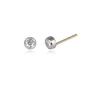 14K WHITE GOLD 3mm우물 침귀걸이 한쌍 GE176
