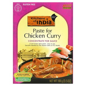 키친오브인디아 정통 인도 치킨 카레 농축 소스 중간맛 100g [made in India], 1개