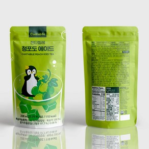 동서웰빙 칸타빌레 청포도에이드 아이스 얼음컵음료 PC방 탕비실 음료 파우치, 230ml, 10개