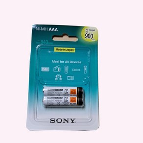 소니충전지 2개입(1카드) 니켈수소AAA LR03 900mAh 1.2V 1000회충전가능