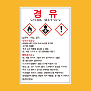 경유 물질안전보건자료 MSDS 경고표지, 2.포맥스