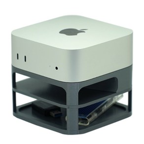 M4 Mac Mini 전용 발열 감소 스탠드, M4 Mac mini 오픈수납형, 실버