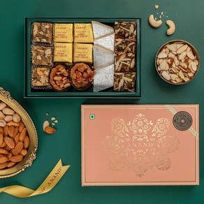 인도 ANAND Royal Delicacies 모듬 과자선물 순수 Ghee Indian Mithai Kaju Katli Anjee 건조 과일 Bufi Baklava 350g, 1개