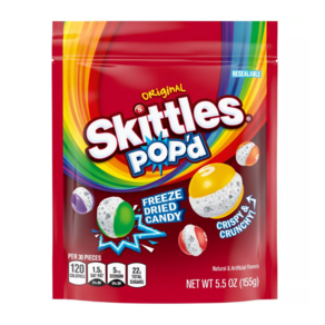 Skittles 스키틀즈 팝 오리지널 동결 건조 캔디 / Resealable Candy Bag, 1개, 155g