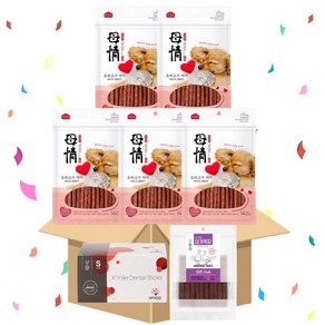 아스쿠 모정 오리고기져키140gx5개+이거먹자오리져키100g+우라노 엑스마일 먹는치약 덴탈껌S 1p, 140g, 5개