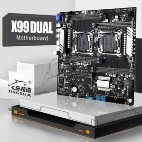 메인보드 컴퓨터부품 JINGSHA-X99 듀얼 CPU 마더보드 LGA 2011-3 USB3.010 SATA3.0 NVMe M.2 지원 XEON E5