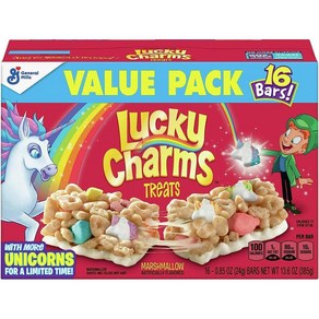 Lucky Chams 일본직구 제너럴 밀스 럭키 참스 트리트 바 16 카운트/럭키 마시멜로 조식 16개입, 1개, 385g