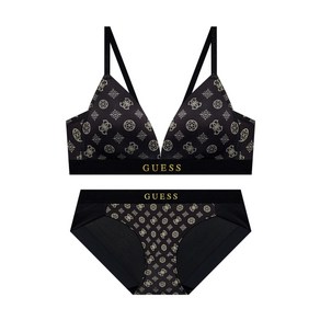 게스 속옷 GUESS UNDERWEAR 트레져 글로벌 심볼 브라렛 팬티 세트 - 블랙 SWI934 XNK421