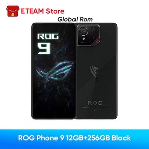 2024 ASUS ROG 휴대폰 9 및 9 프로 5G 게이밍 폰 스냅드래곤 8 엘리트 6.78 인치 185Hz E-스포츠 디스플, 02 Official Standad, 05 12GB 256GB Black