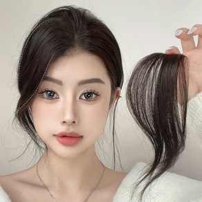 팬시온 C컬 옆머리 똑딱이 부분가발 헤어피스 웨이브 앞머리 가발, 라이트브라운, 1개