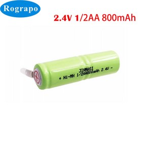 전기자전거 배터리 1-3PCS 800mah 2.4V 1/2AA ni mh 재충전 전지 전기 면도기 면도기 칫솔을위한 용접 탭