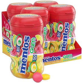 Mentos 무설탕 츄잉껌 트로피컬 레드 과일 및 라임 50피스 병(4병 팩), 4개