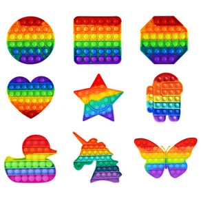버블버블 버블팝 푸쉬팝 팝잇 블록게임 장난감 SNS 핫아이템 말랑말랑 무한 뽁뽁이 보드게임 어몽어스 레인보우 장난감, 무지개 랜덤, 1개