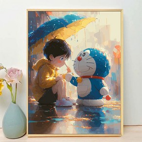 도라에몽 유화그리기 diy 캐릭터 명화 색칠, 30x40cm내부프레임+물감+붓, 1세트, 05.qz3959