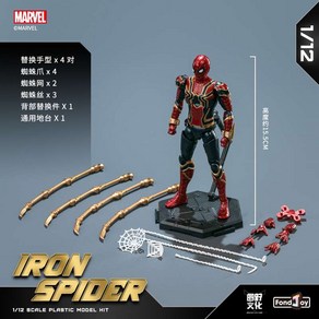 FondJoy 폰드조이 어벤져스 3 IRON SPIDER 스파이더맨 아이언 스파이더 1/12 프라모델 아이언 스파이더맨, 1개