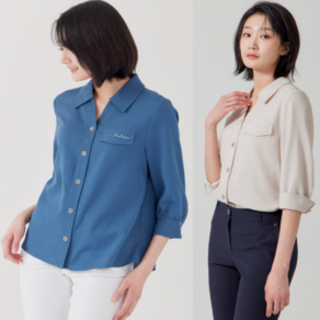 [지센창원]여성 린넨라이크 Y넥카라 블라우스 2색 LFWSP307