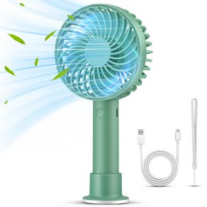 휴대용선풍기 미니 핸드 무선 손선풍기 저소음 경량 선풍기 탁상용, 민트그린