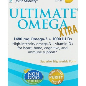 Nodic Natuals Ultimate Omega Xta 레몬 맛 740mg 소프트젤 60정, 1개