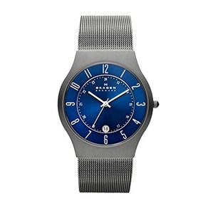 미국 직배송 Skagen Mens Sundby Titanium and Stainless Steel Mesh Casual Qua Gay B0007X9F74