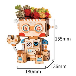 다육이화분 미니 인테리어 소형 식물 조립식 나무퍼즐, 로보트obot, 1개