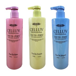 (CELLUV) 최신상 셀럽 PDRN 샴푸 450ml x 3통 (로즈 + 프리지아 + 뮤게), 1개