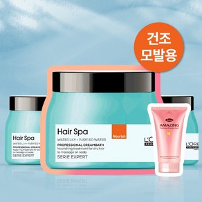 [온라인공식판매처] 로레알 NEW 헤어스파 딥 너리싱 크림바스 대용량 미용실 트리트먼트 헤어케어+ 퍼퓸에센스 20ml, 490g, 1개