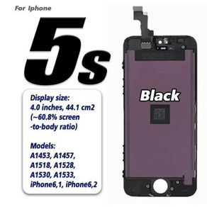 AAA + LCD 디스플레이 아이폰 5 5C 5S SE 6 6S 7 8 플러스 터치 스크린 디지타이저 아이폰 LCD 교체 어, 03 Fo iPhone 5S Black, 1개