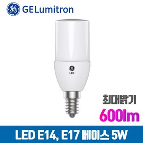 GE LED 브라이트 스틱 전구 5W 샹들리에 밝은 촛대구 E14 600lm, 주광색, 1개