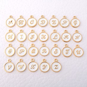 싼비즈 [7144]이니셜펜던트 에폭흘림체이니셜 10x13mm A~Z(화이트골드) 1개