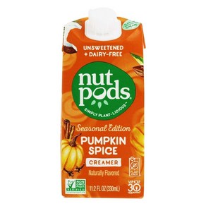 Nutpods Daiy Fee Pumpkin Spice Ceame 11.2 Fl Oz Nutpods 유제품이 들어있지 않은 호박 스파이스 크리머 11.2 Fl Oz, 1개