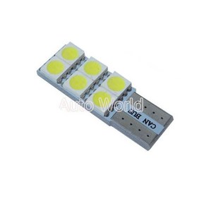 12V T10 측면형 6칩 LED 전구 화이트 극성없음 6smd, 1개