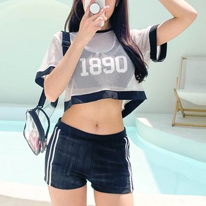 1890 망사 수영복(3PCS)//비치웨어/수영복/모노키니/비키니/원피스수영복/커플/남자수영반바지/수영복/래쉬가드바지/남자보드숏/비치팬츠/래쉬가드하의/레쉬가드/원피스수영복/모노키니