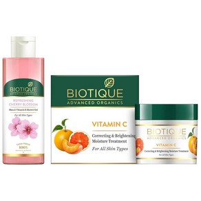 바이오티크 Biotique 비타민 C 코렉팅 앤 브라이트닝 모든 피부용 기름지지 않는 페이스크림 50g 더젊어 보이고 영양이 풍부하고 밝은 피부, 1개