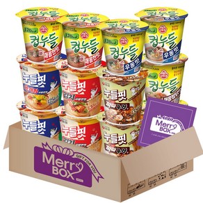 메리박스 컵누들 12개 세트(매콤한맛2+우동2+매콤찜닭2)+누들핏(육개장사발면맛x2+김치사발면맛x2+짜파구리맛x2)+메세지카드, 1세트