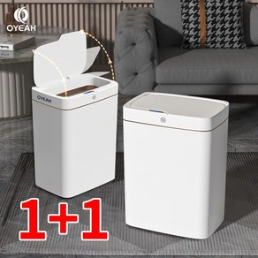 OYEAH [1+1] 자동 센서 휴지통 18L+15L 충전식 쓰레기통 3종 열기모드, 1세트