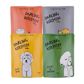 달링키친 강아지 자연화식 사료 4종 세트, 소 + 닭 + 오리 + 연어, 100g, 2세트