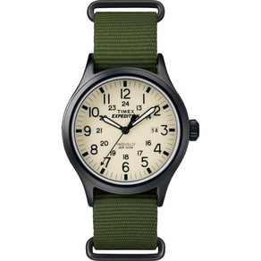 Timex 익스페디션 스카우트 남성용 손목시계 40mm 블랙 가죽 스트랩 TW4B01900 112310