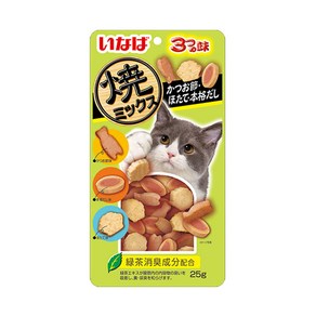 이나바 야끼믹스 5종 25g 고양이간식, 1개, [QSC-123] 야끼믹스 가다랑어포&가리비&정어리스프