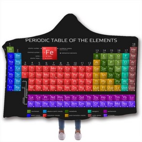 과학준비물 주기율표 디지털 인쇄 후드 담요 망토 스카프 선물 화학 교육 도구, 한개옵션1