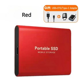 휴대용 SSD 1TB/2TB 외장형 솔리드 스테이트 드라이브 USB 3.0/Type-C 하드 디스크 고속 저장 장치 노트북/데스크탑/Mac/전화, 04 빨간_06 32TB, 1개