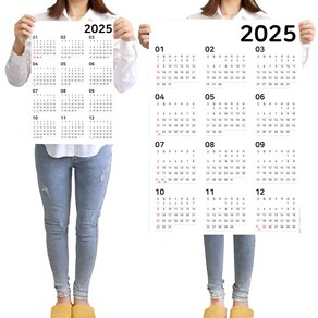 하늬통상 한눈으로 보는 2025년 2024년 달력 한장 포스터 수험생 인테리어 스케줄 캘린더 (대형+소형세트)