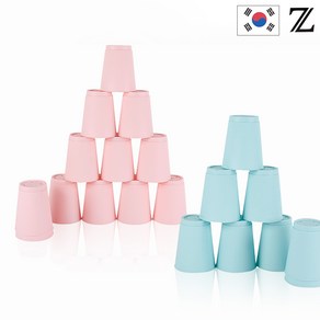 스텍스 Z 컵쌓기 파스텔 스피드스택스 스텍컵 민트 핑크 무지 국산 kc인증 12매+파우치, 핑크12P, 블랙무지, 1개